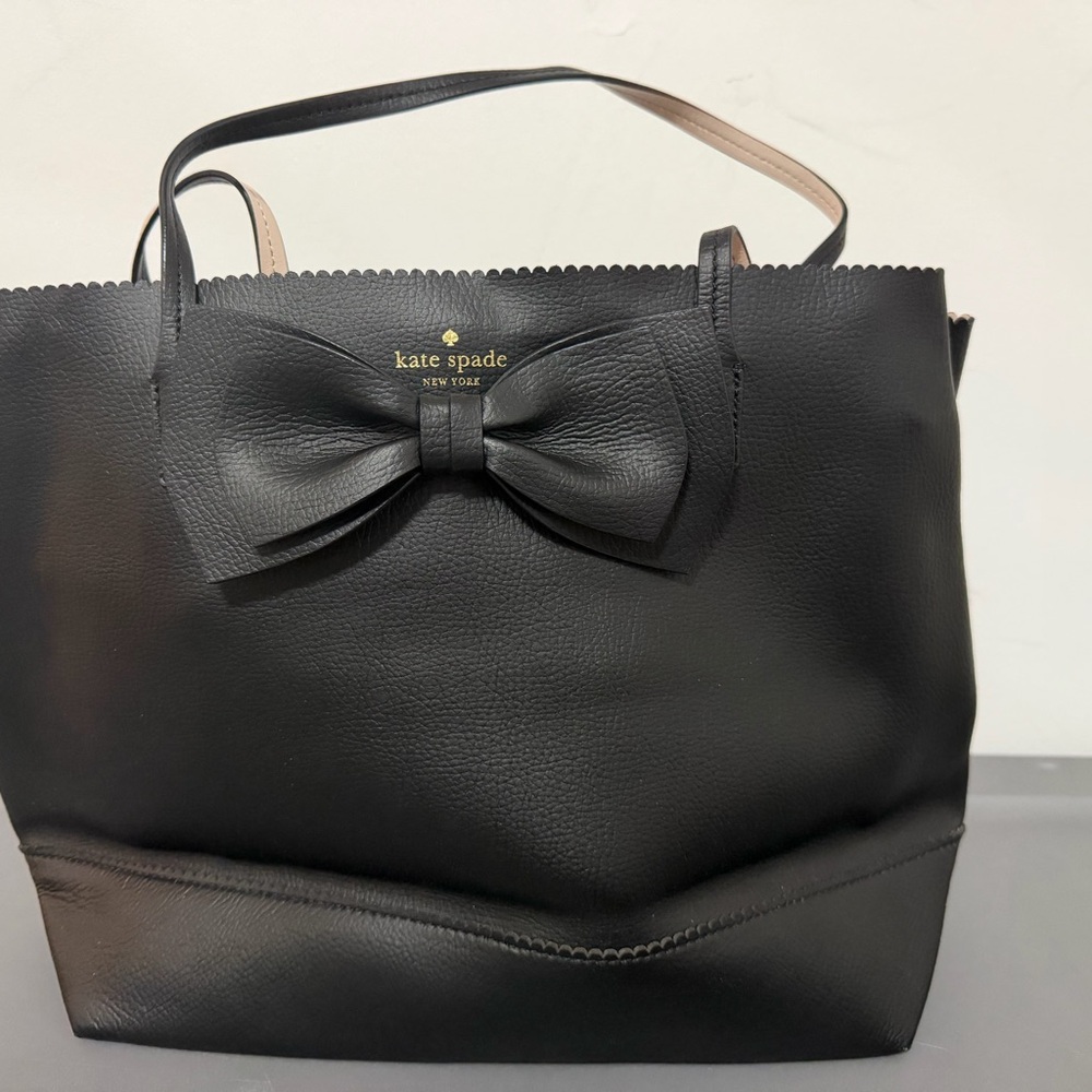 kate spade Black Leather Bow-Accent Tote
